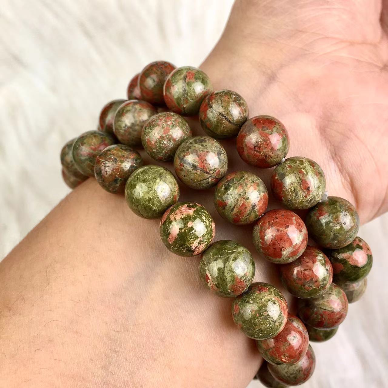 10MM Natural Stone Unakite Beads Handmade Bracelet Chakra Stone Crystal Healing Gemstone Wholesale Gemstone Beaded Bracelet