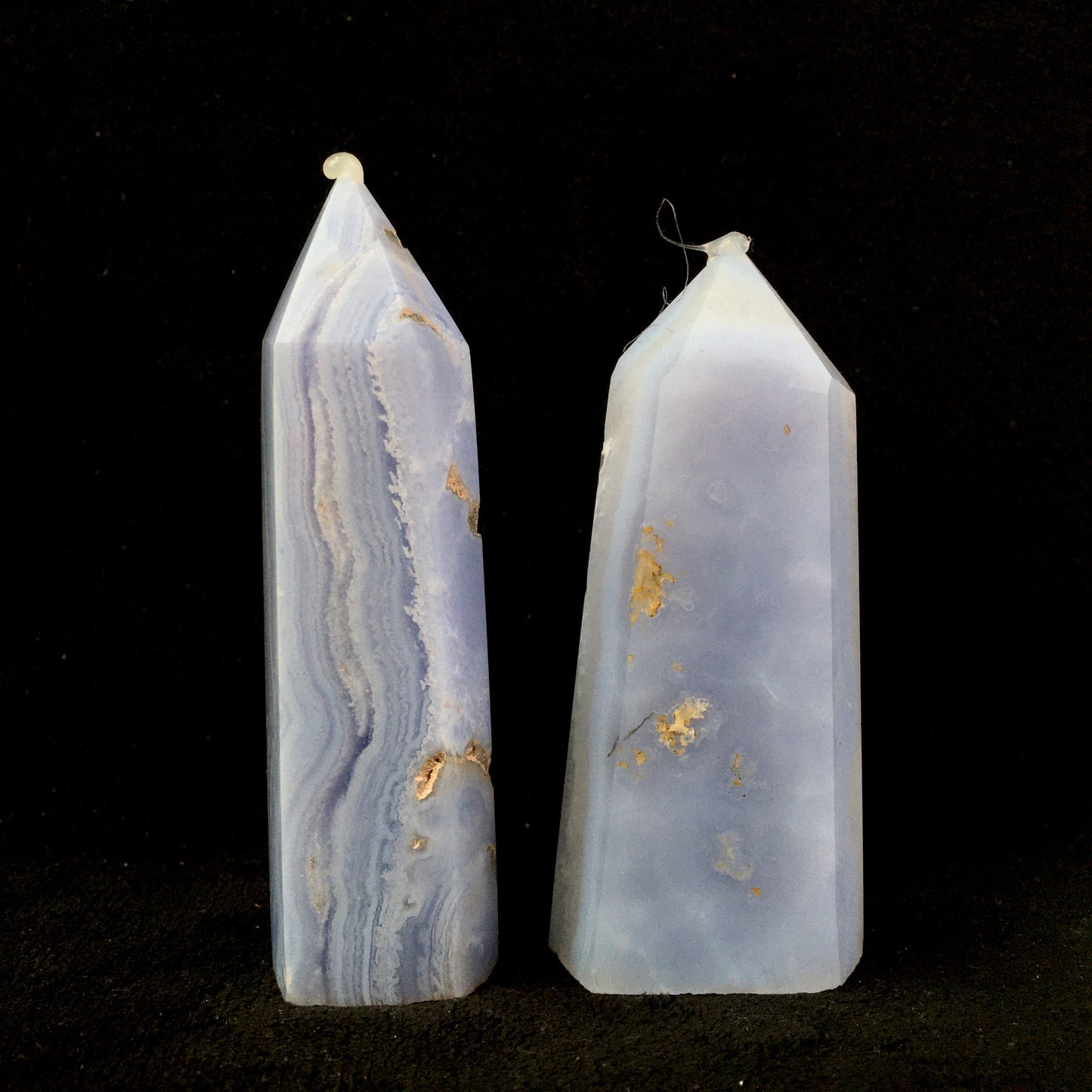 Wholesale natural crystal blue lace agate point tower for decoraiotion 1kg