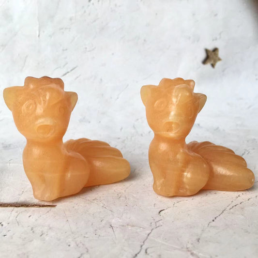 Wholesale Natural Crystal Gemstone Orange Calcite small fox Crystal healing crystals crafts