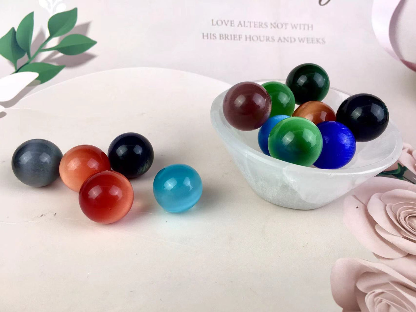 High quality wholesale  Natural Crystal Man made cat eye beads For Decoration 1 pc