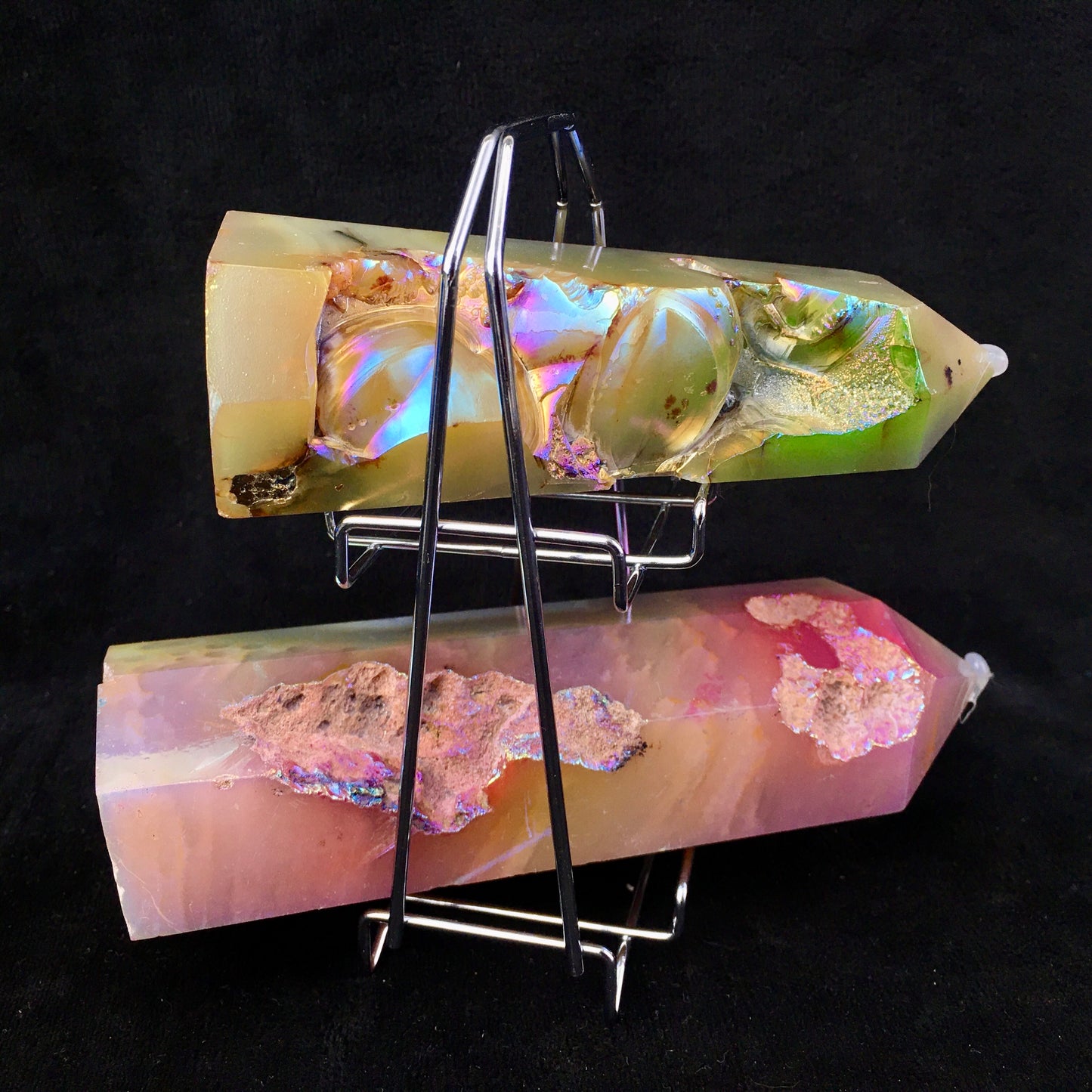 Wholesale high quality reiki natural Aura agate Healing stone tower  for decoraiotion 1kg