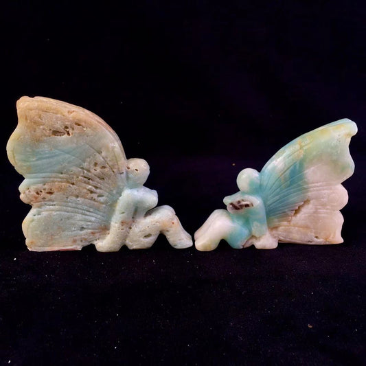 Wholesale high quality reiki natural crystal Caribbean caclite fairy carving for decoraiotion