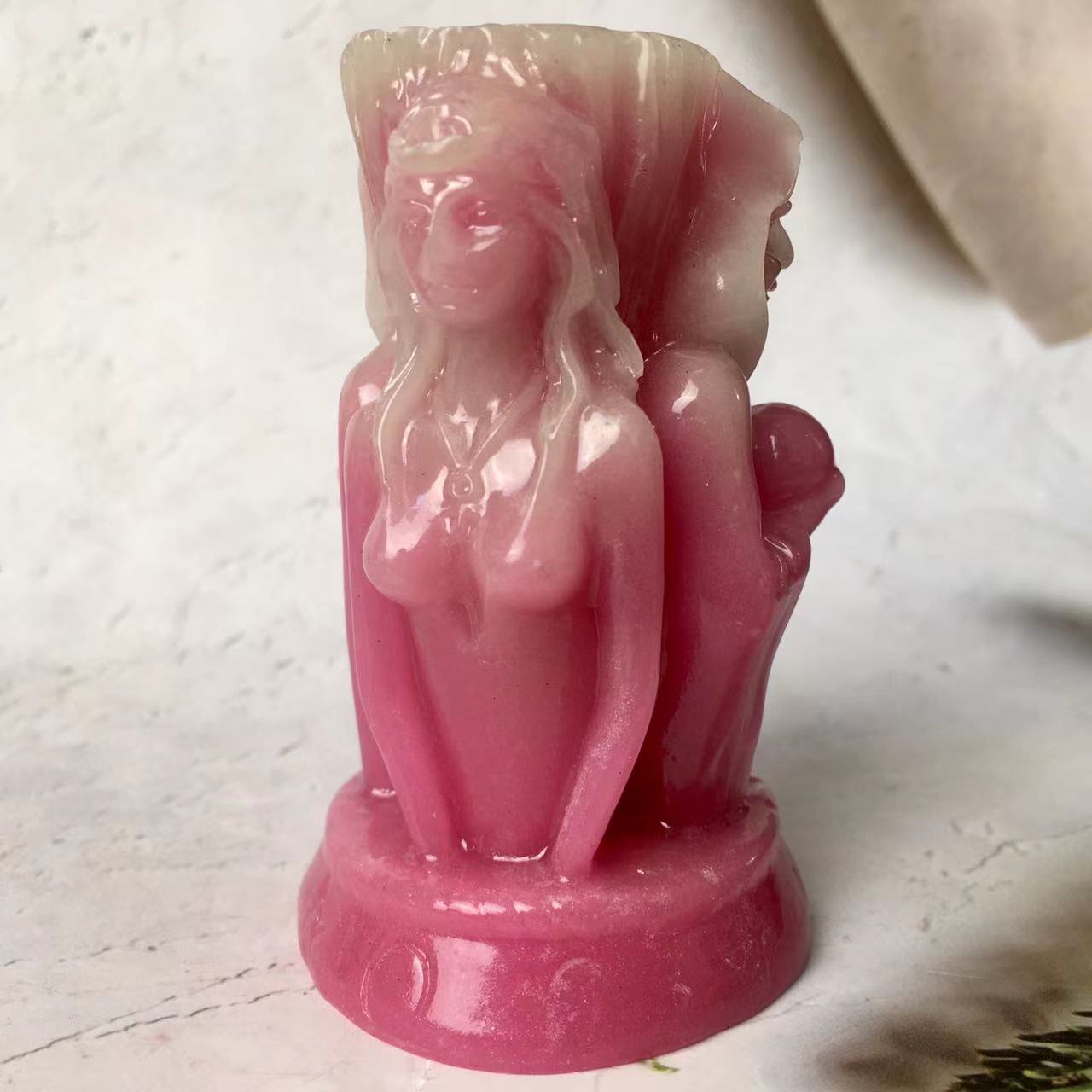 High Quality Goddess and Witch stand Natural Luminous Stone for Decoration