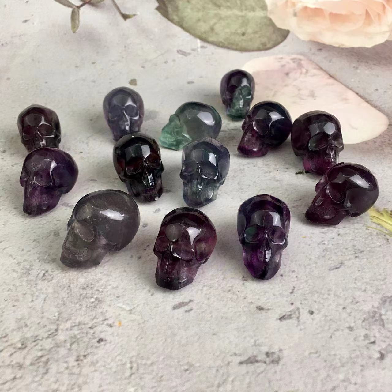High quality wholesale  Natural Crystal Flourite skull For Decoration 1pc