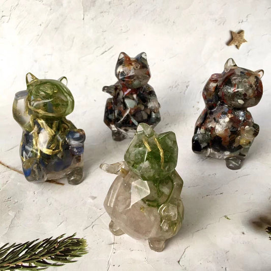 Wholesale resin money fortune cat carveds animal gift folk crafts healing souvenirs decoration
