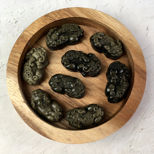 Wholesale high quality reiki natural crystal golden obsidian pixiu Love stone  for decoraiotion