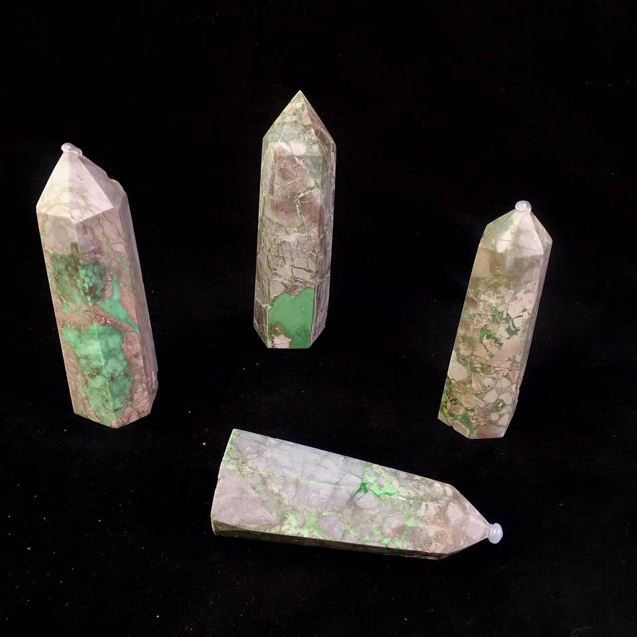 Wholesale high Quality Natural Crystal Green Apple Tower for decoraiotion 1kg
