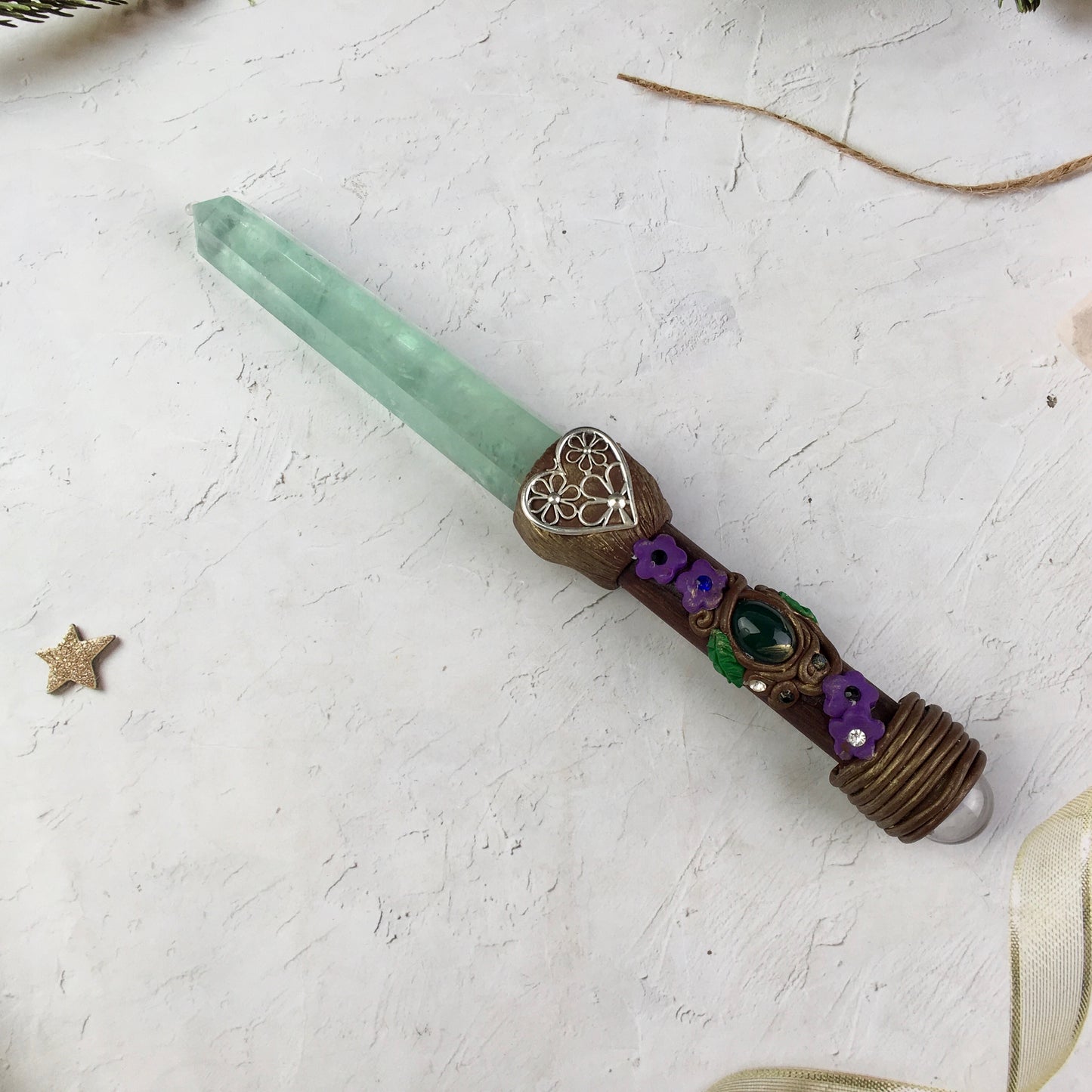 Wholesale natural Crystals Healing green fluorite and citrine  amethyst Wand For Decoration