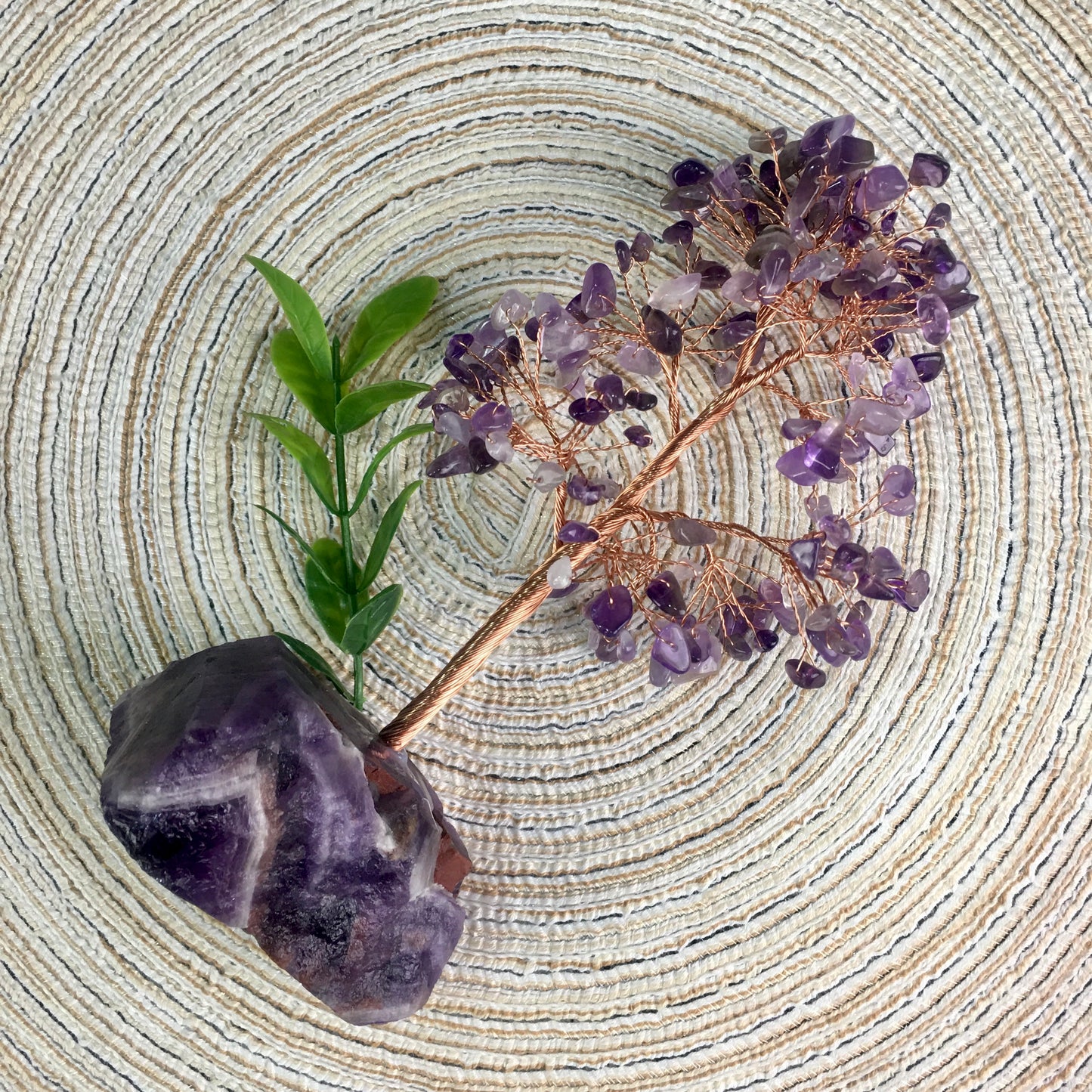 Wholesale bulk Natural Crystal Craft Tree Christmas dream amethyst rose quartz and citrine Gemstone Bonsai Coppe Crystal Tree  for decoraiotion
