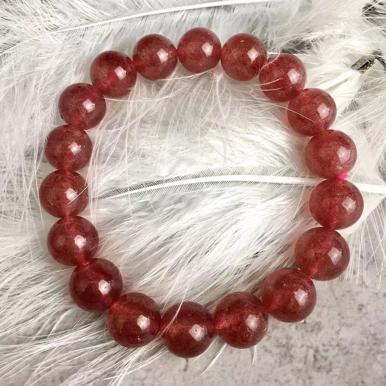 Strawberry quartz bracelets natural strawberry quartz bead crystal bracelets for women jewelry 10MM