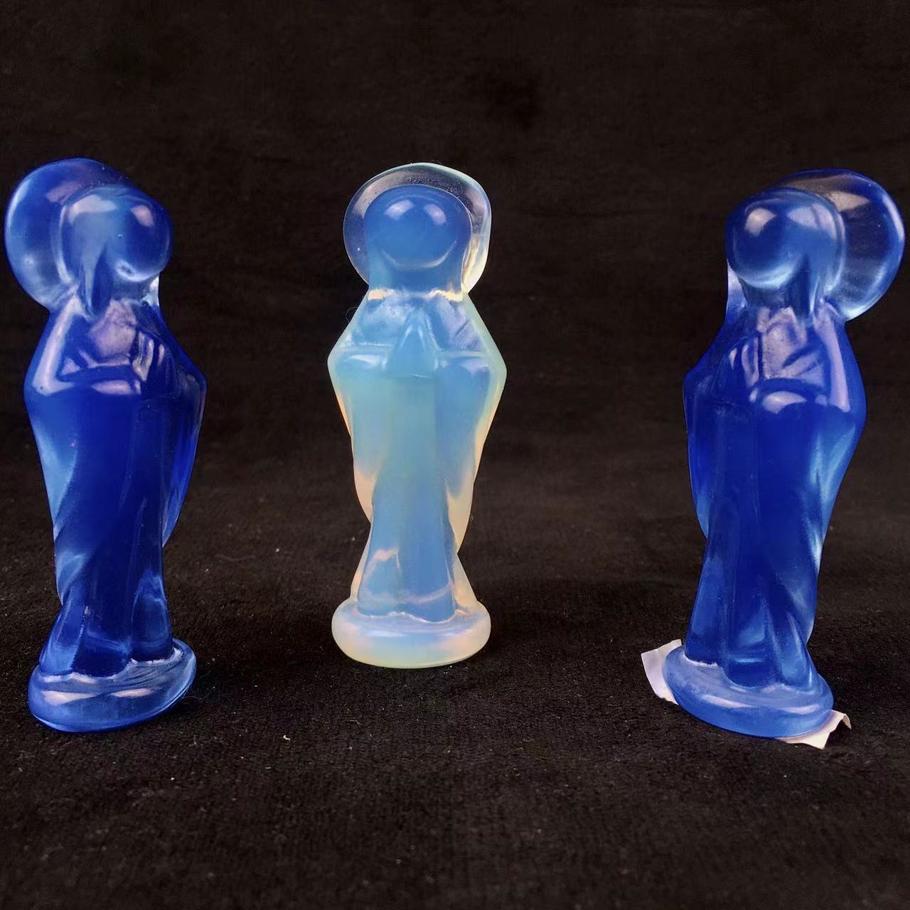 OPal/Black obsidian Angel Crystal Angel Crystal Carving Angel Figurines For Home Decor Healing Crystals and Stones