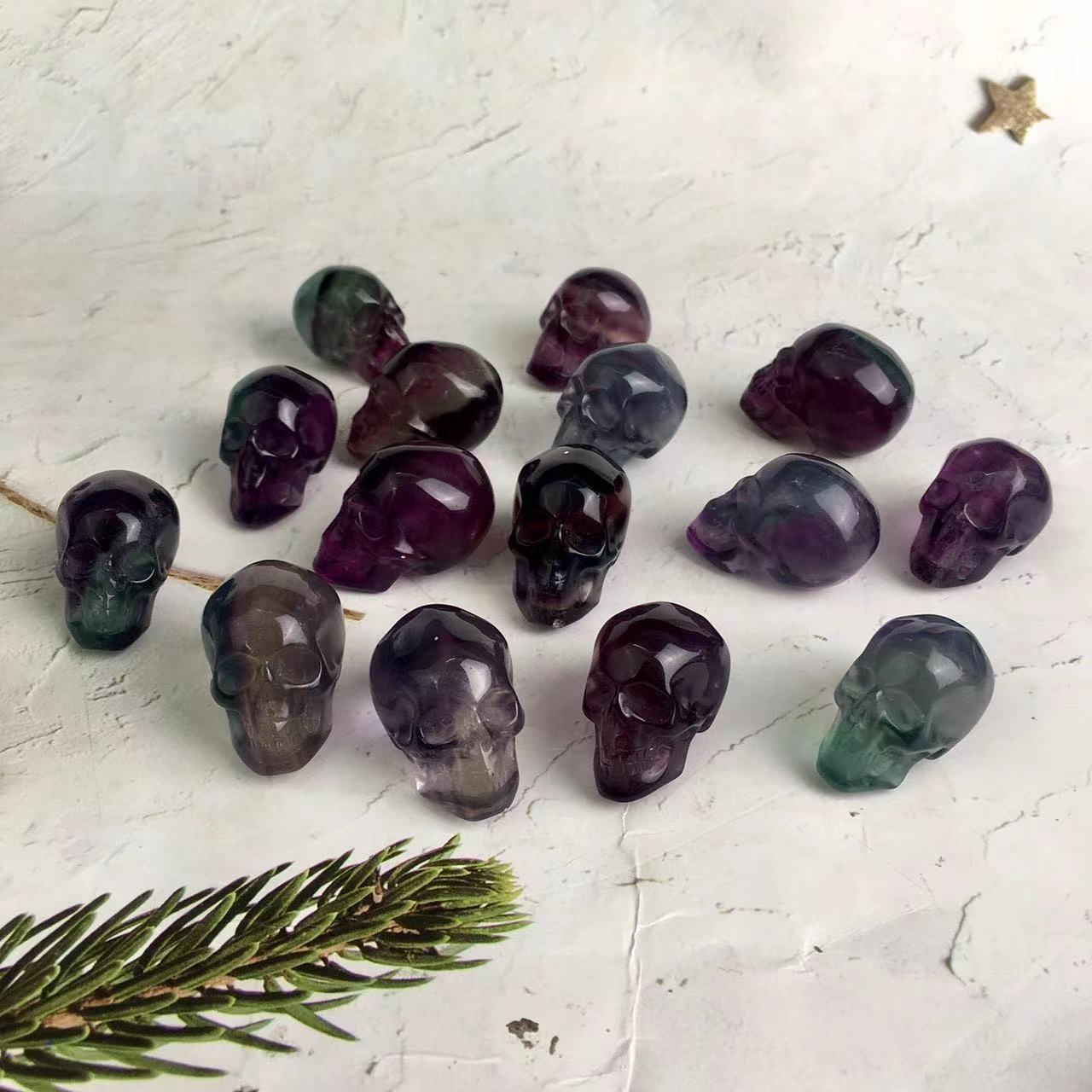 High quality wholesale  Natural Crystal Flourite skull For Decoration 1pc