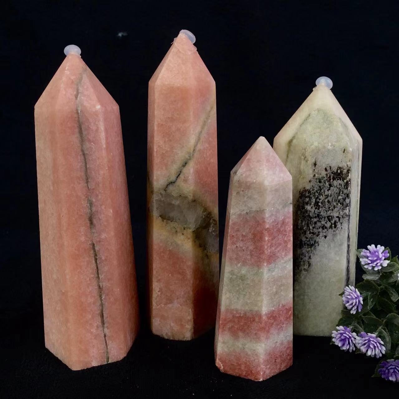Wholesale high quality reiki natural crystal Peach morganite tower for decoraiotion 1kg