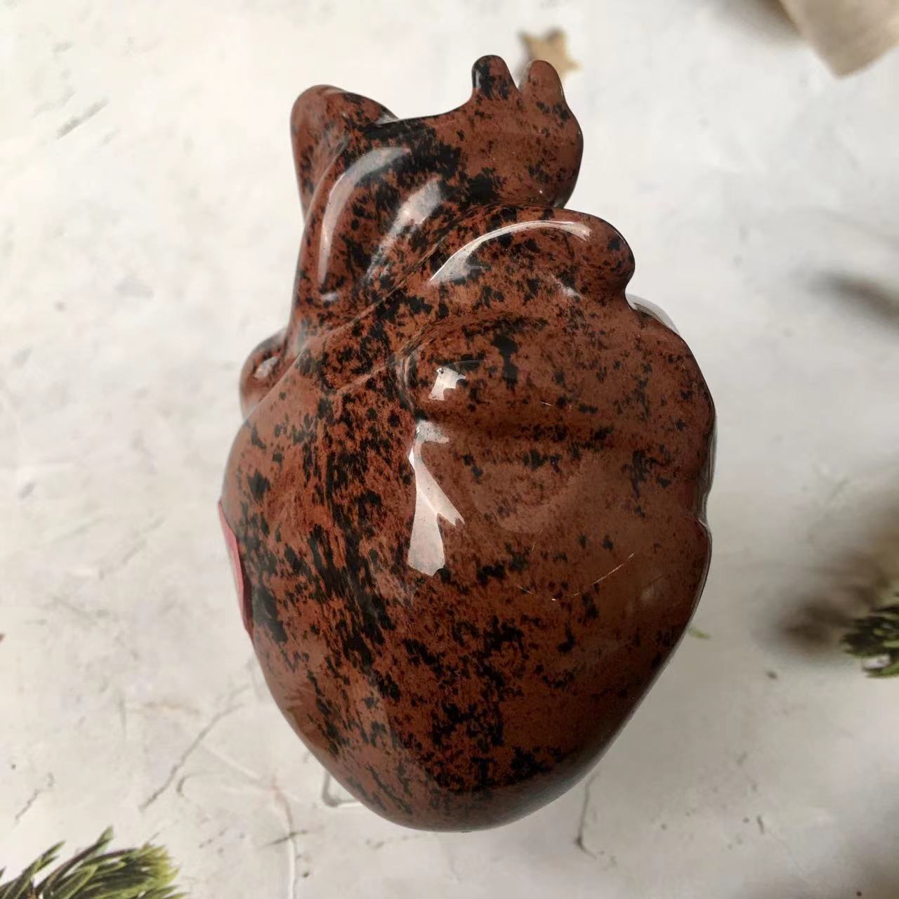 Wholesale Natural Stone Hand Carved Red obsidian and Red Net stone Quartz Crystal Cardiac Heart For Healing