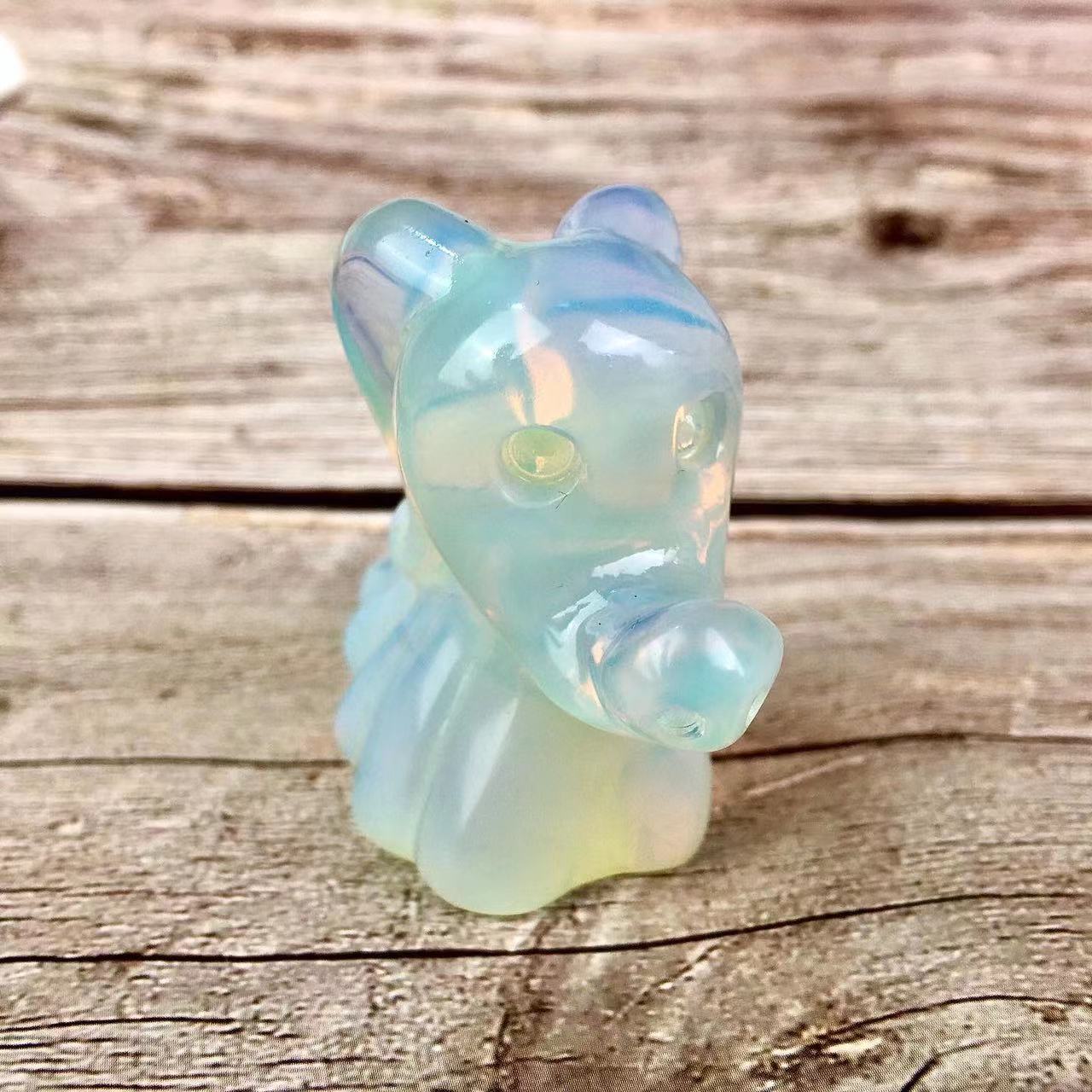 Wholesale natural crystal  Rose quartz and Pink Opal carving Halloween Ghost Dog Crystal ghost zero dog
