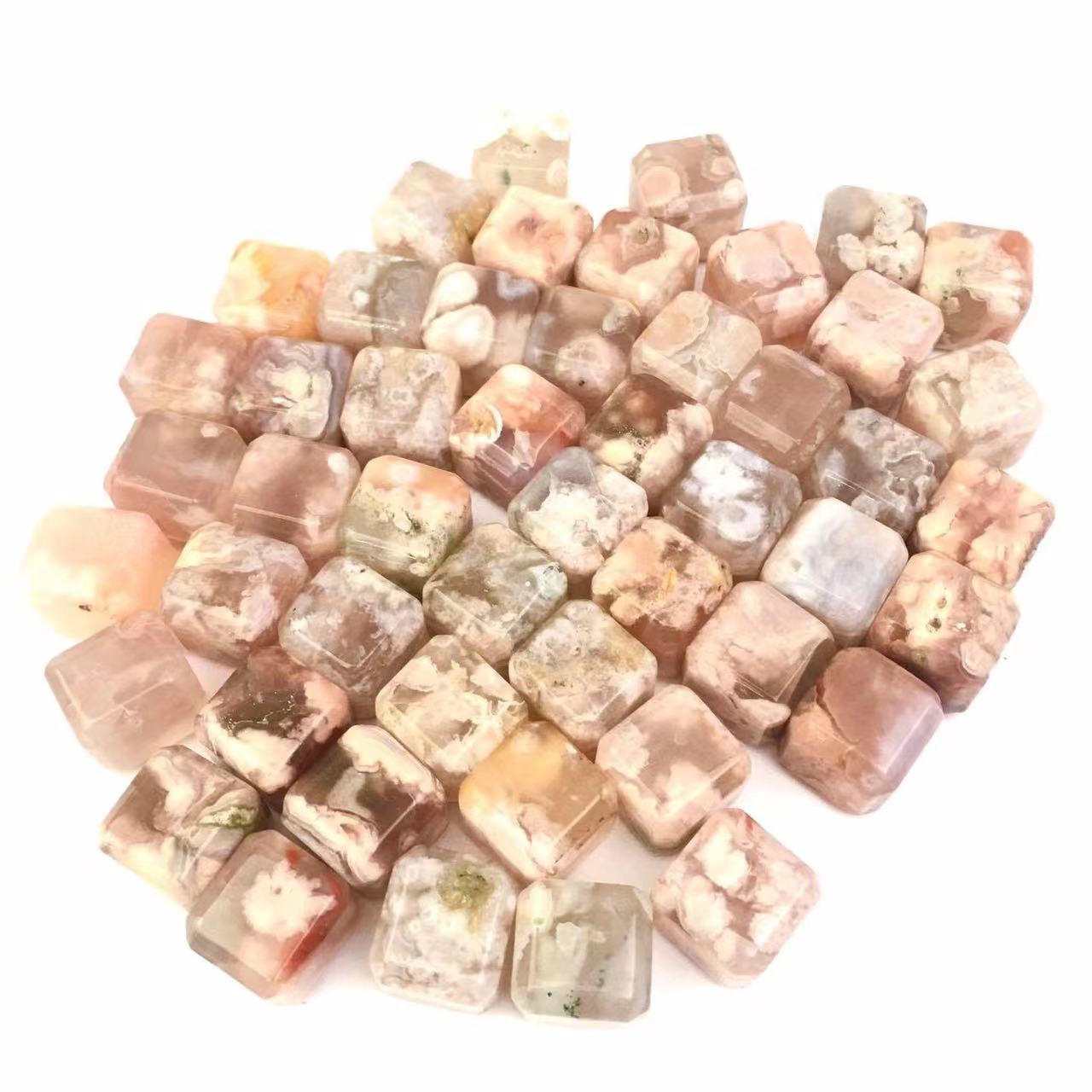 Wholesale  healing energy lucky sakura agate cubes for Decoration