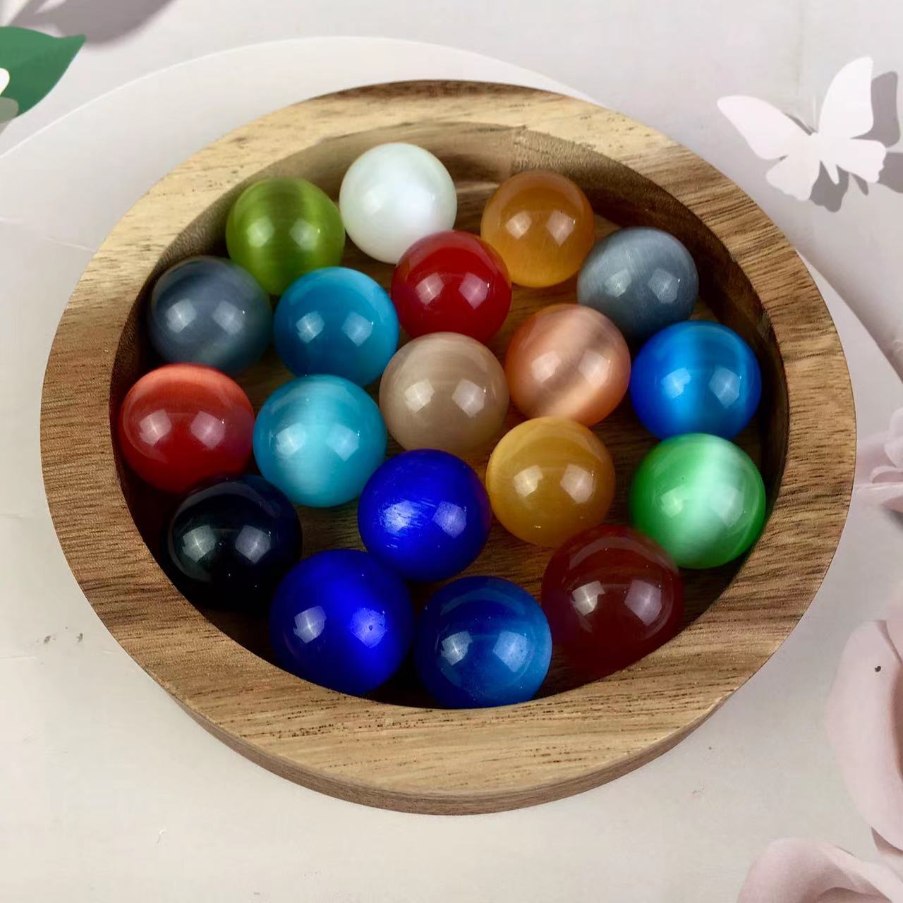 High quality wholesale  Natural Crystal Man made cat eye beads For Decoration 1 pc