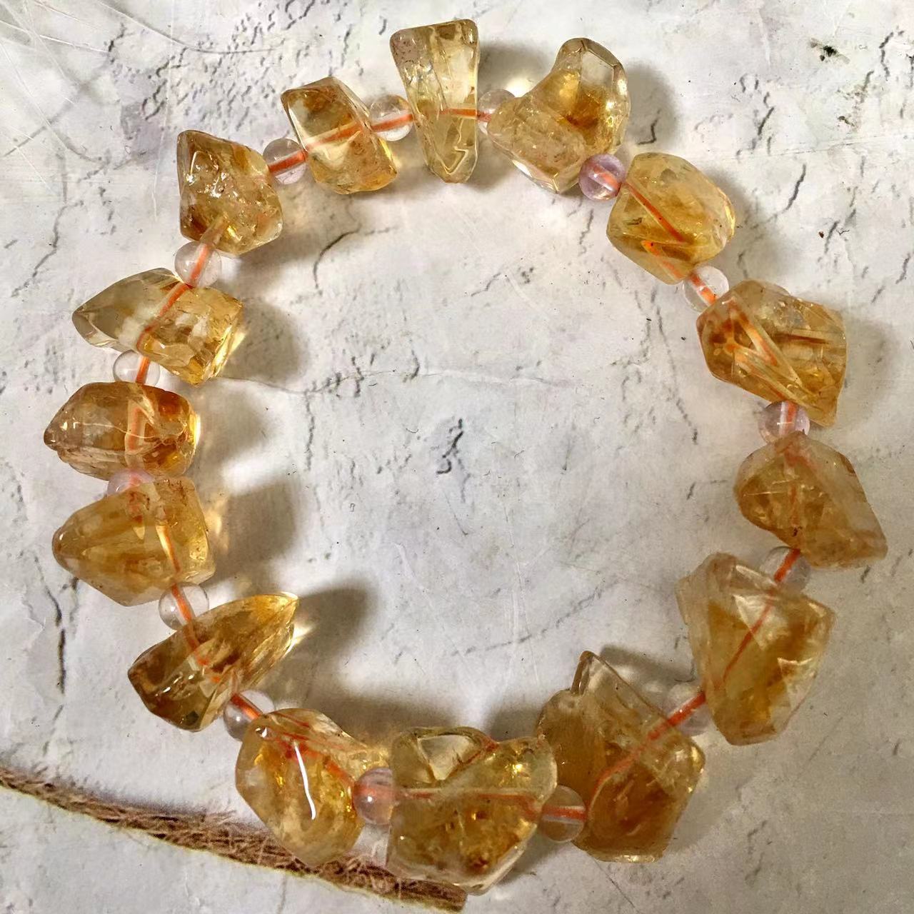 Wholesale Natural Citrine Gemstone Crystal Stretch Irregular Chips Bracelet for Fashion Healing Spiritual Stone Bracelet