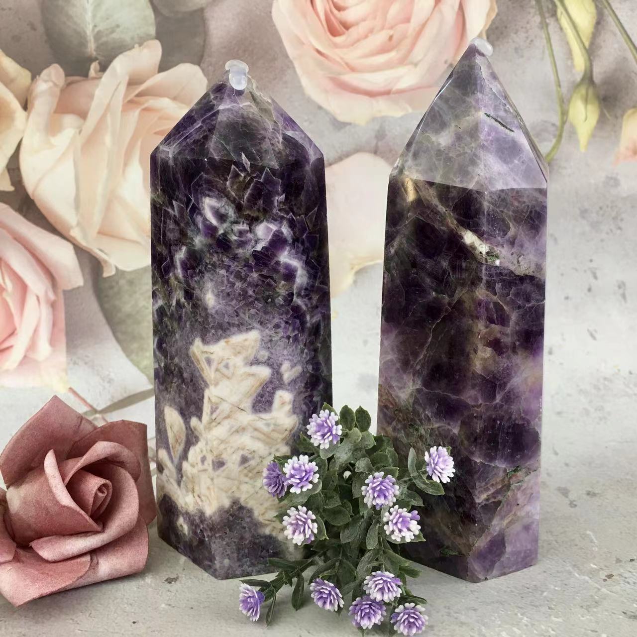 Wholesale natural crystal  dream amethyst tower for decoraiotion 1kg