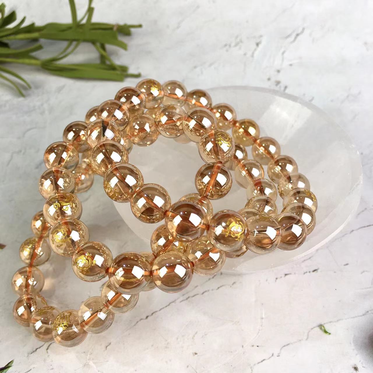 10MM Wholesale Popular Crystal White Aura Quartz Crystal Bracelet