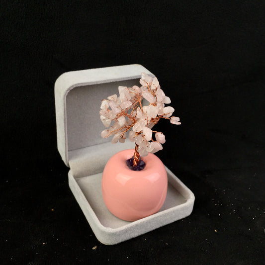 Wholesale bulk Natural Crystal Craft Tree Christmas mixed chips and rose quartz Gemstone Bonsai Coppe Crystal Tree  for decoraiotion