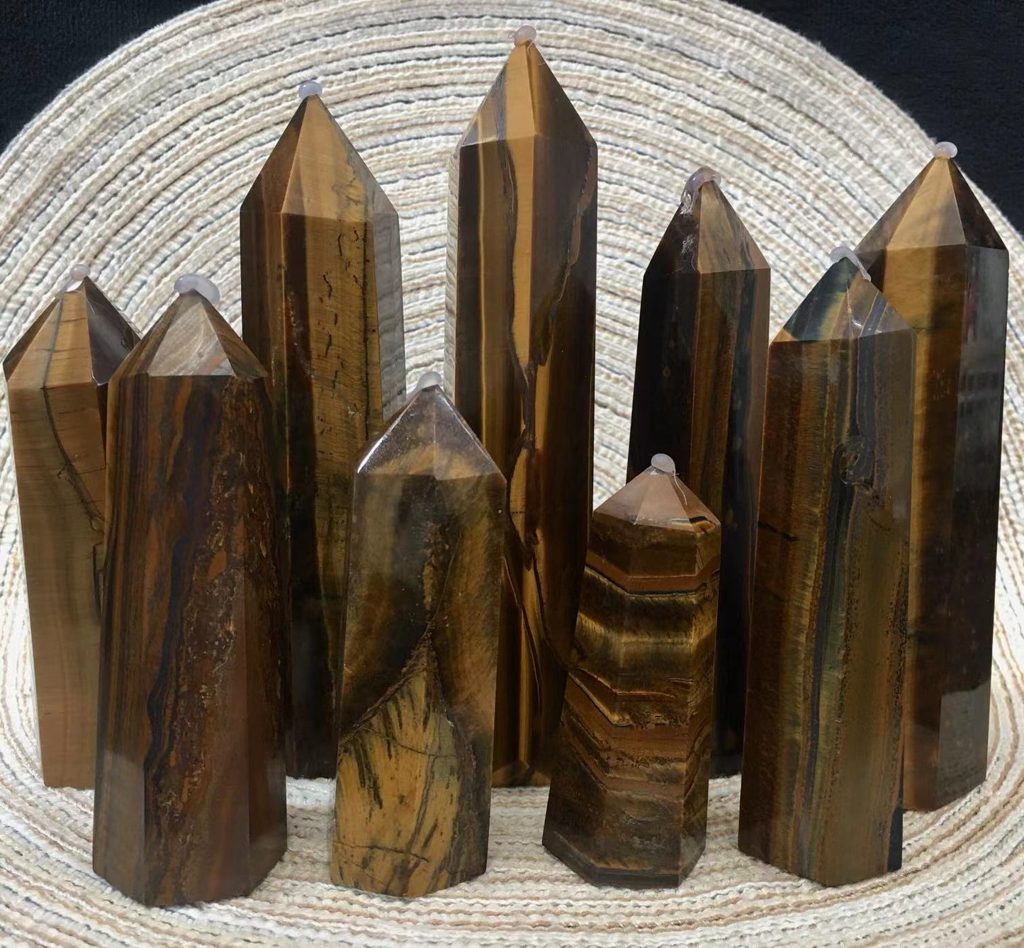 Wholesale Natural healing crystal yellow tiger eye tower for decoration 1kg