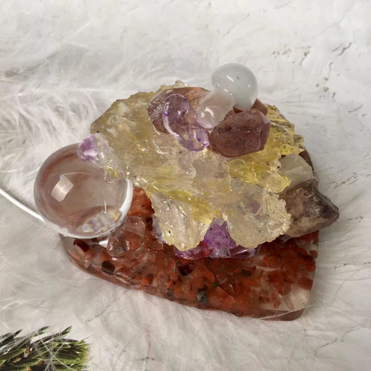 Natural healing crystals gravel chip carving epoxy resin crystal crafts crystal  Potted plant