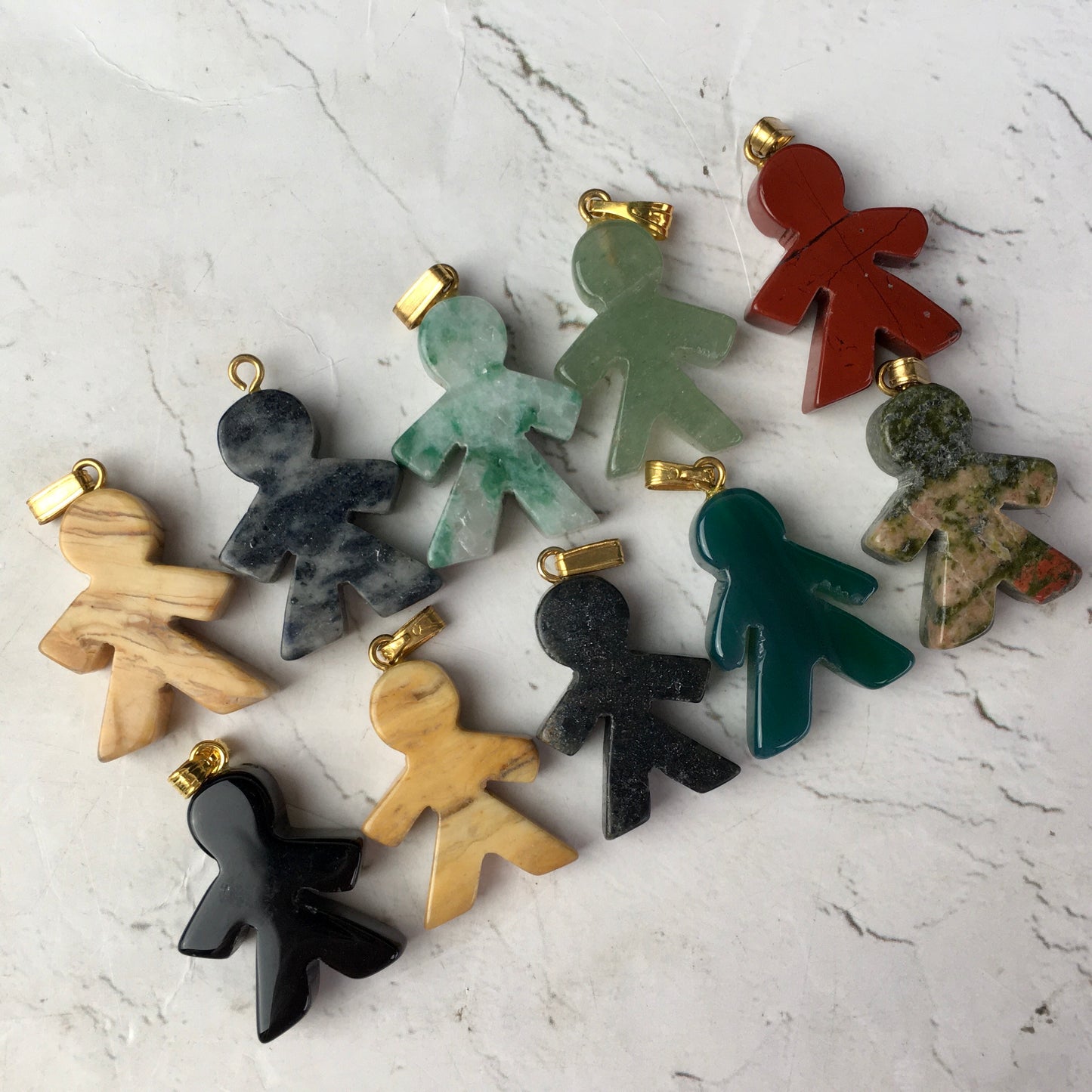 Wholesale mix Irregular stone pendants beads Natural Crystal quartz red agate green aventurine rose quartz kiwi blue spot red jasper black obsidian ocean jasper stone charms Healing Crystal gemstone charms for decoraiotion