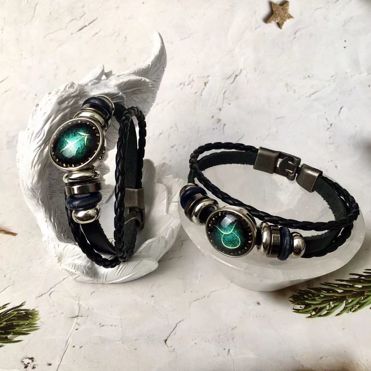 Vintage hand-woven bangle women casual leather bracelet wholesale  hip-hop couple hand rope