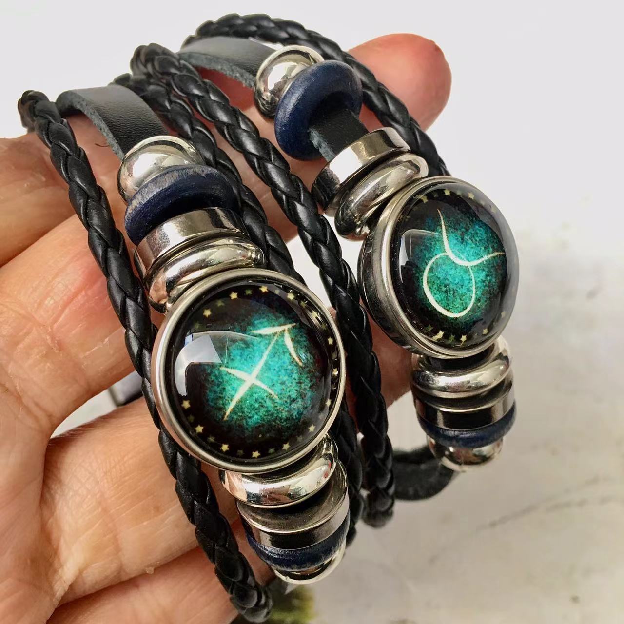 Vintage hand-woven bangle women casual leather bracelet wholesale  hip-hop couple hand rope