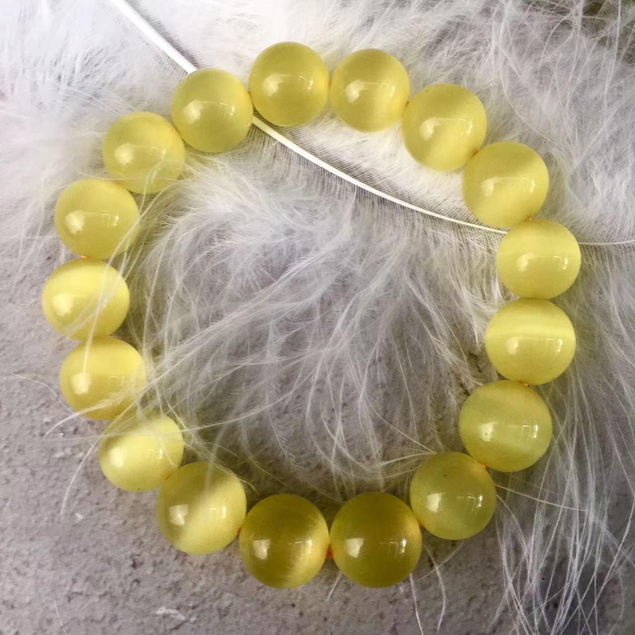 11mm Cat Eye Stone Beaded Bracelet Healing Crystal Gemstone Women Men Gift