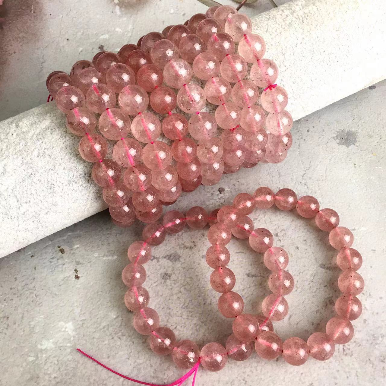 Strawberry quartz bracelets natural strawberry quartz bead crystal bracelets for women jewelry 11MM