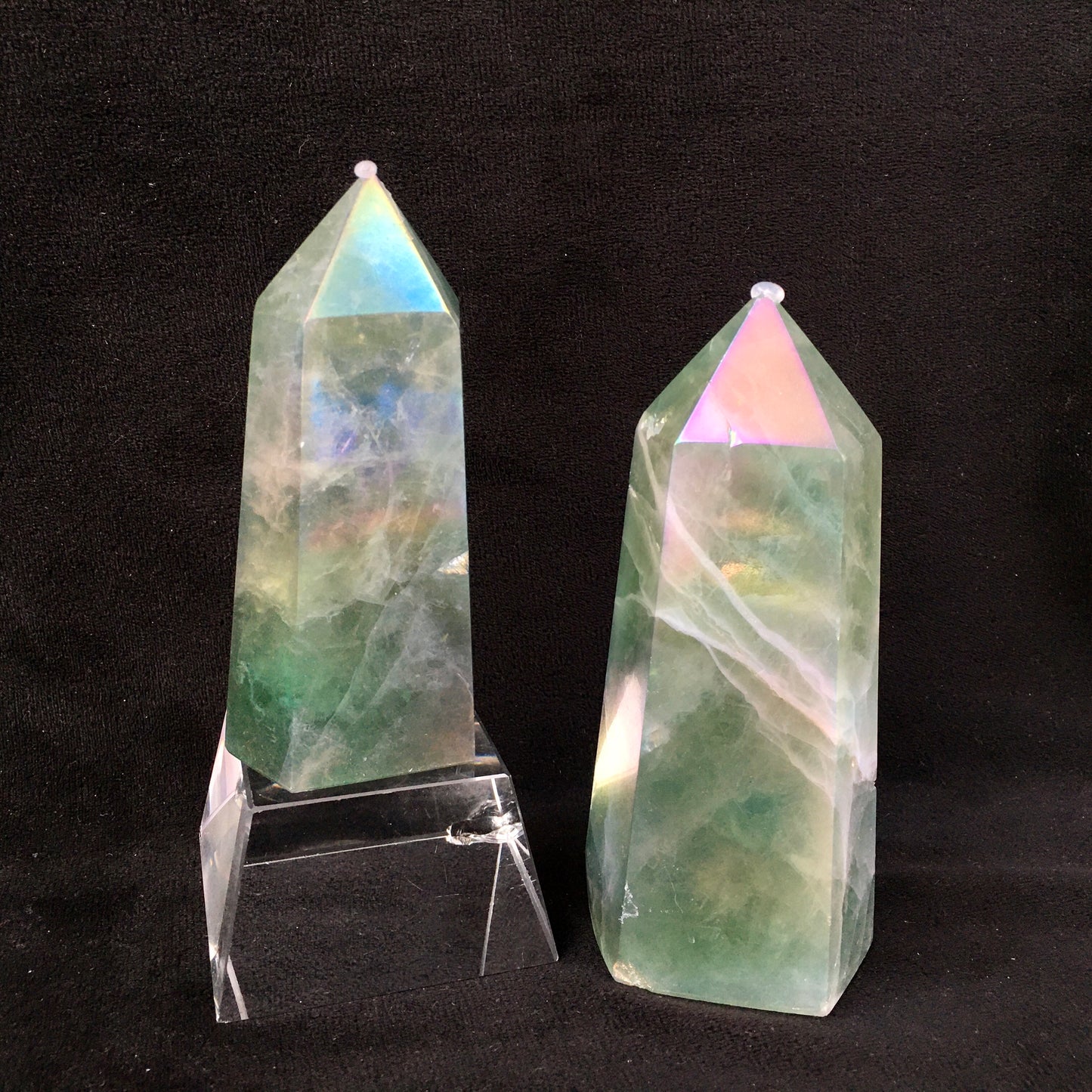 Wholesale high quality reiki natural Aura green fluorite Healing stone tower  for decoraiotion 1kg