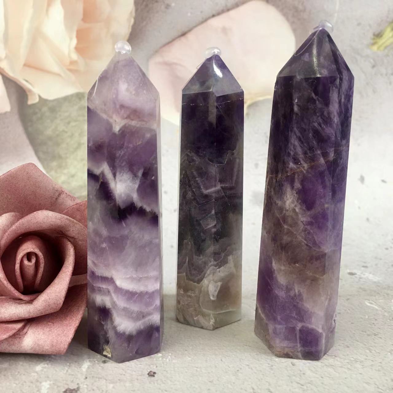 Wholesale natural crystal  dream amethyst tower for decoraiotion 1kg