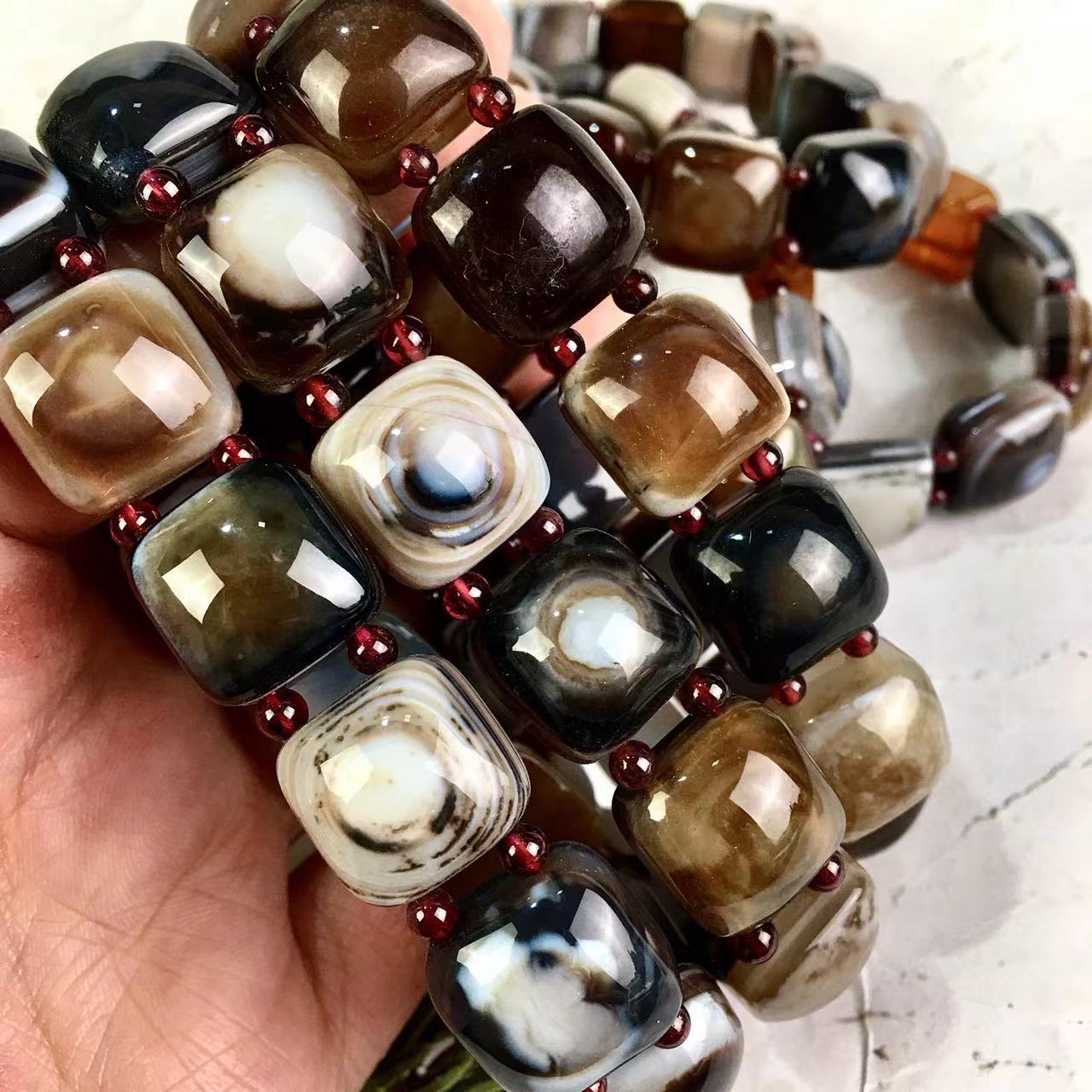 Natural black agate stretch round bead bracelet Most popular size  bracelet