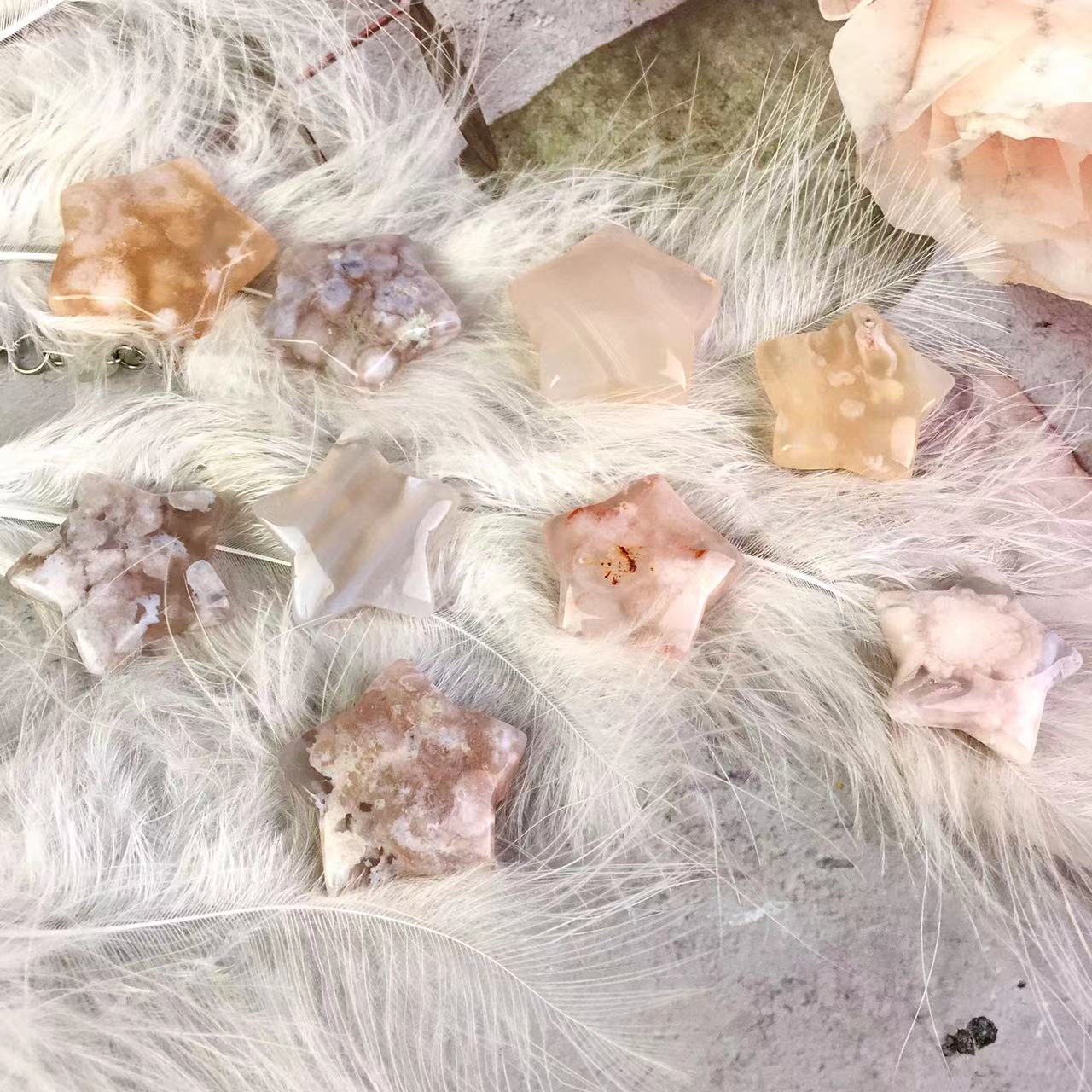 Wholesale natural sakura agate star crystal quartz five-points for decoration