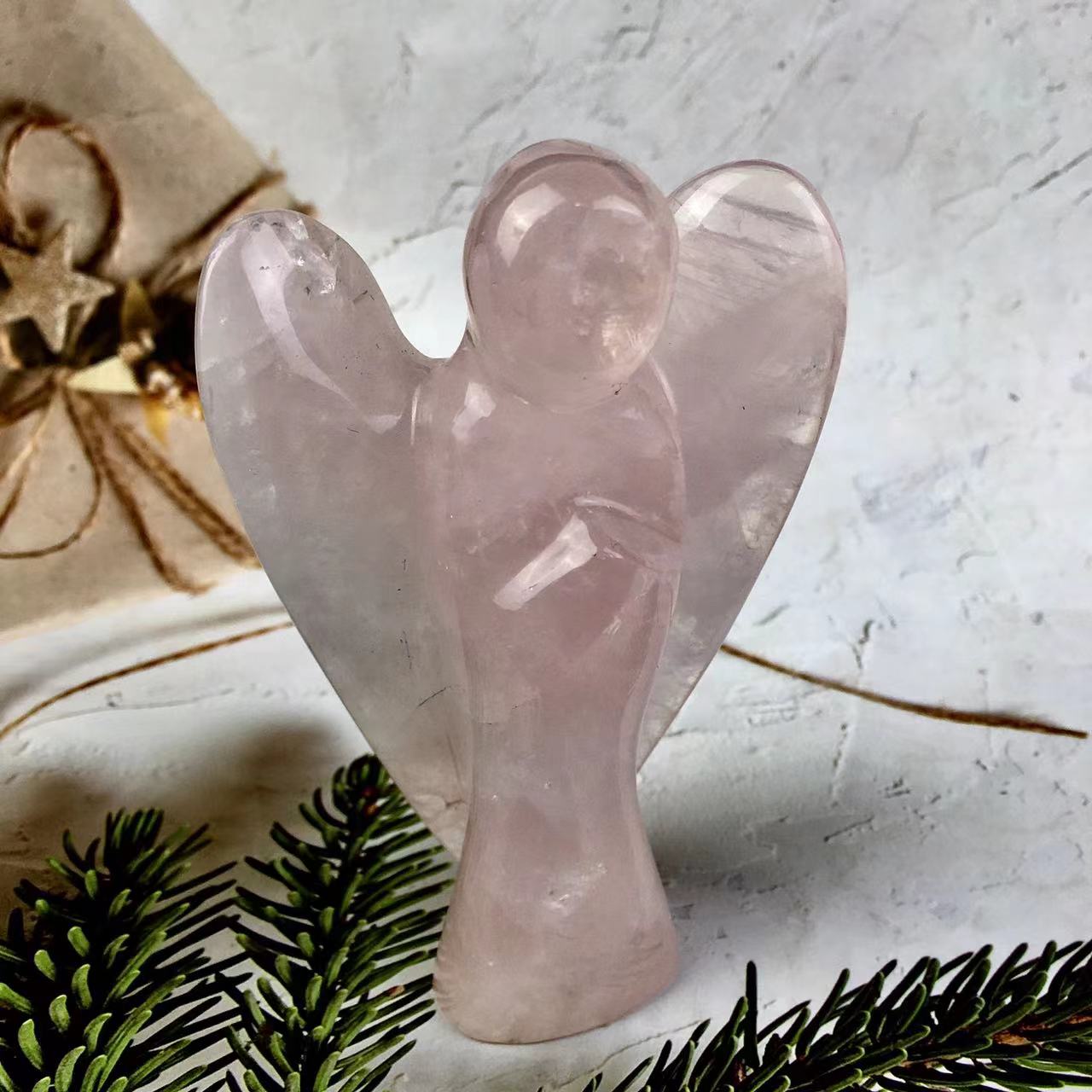 Clear Quartz and Rose quartz Crystal Angel Crystal Carving Angel Figurines For Home Decor Healing Crystals and Stones