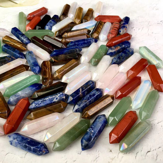small size  point multi materials available crystal and stone pendants healing stones crystal double point For Decoration