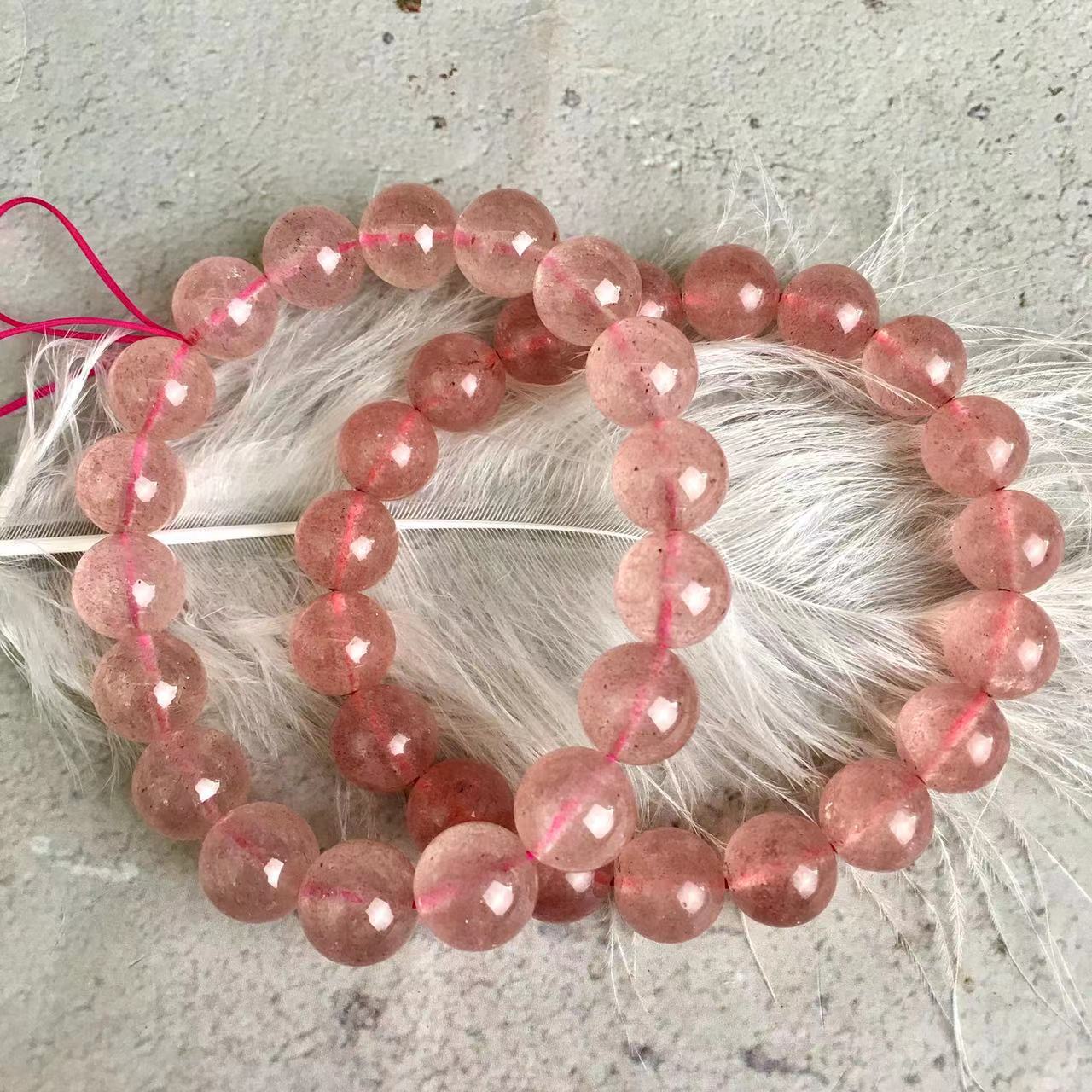 Strawberry quartz bracelets natural strawberry quartz bead crystal bracelets for women jewelry 11MM
