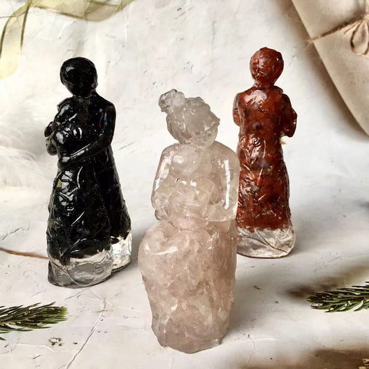 Natural Handmade Crystal Crafts Resin Mother and son  Polished Tumbled Gravel Chip Stone For Decor