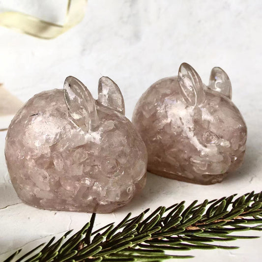 Natural healing crystals gravel chip carving epoxy resin crystal crafts crystal animal rabbit