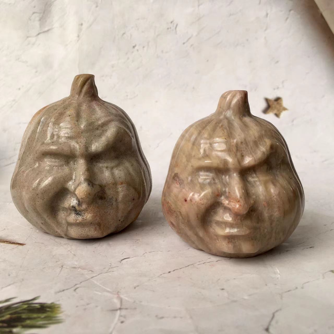 Multiple materials Natural Carved Crystal High Quality  Pumpkin Face for Home Decoration