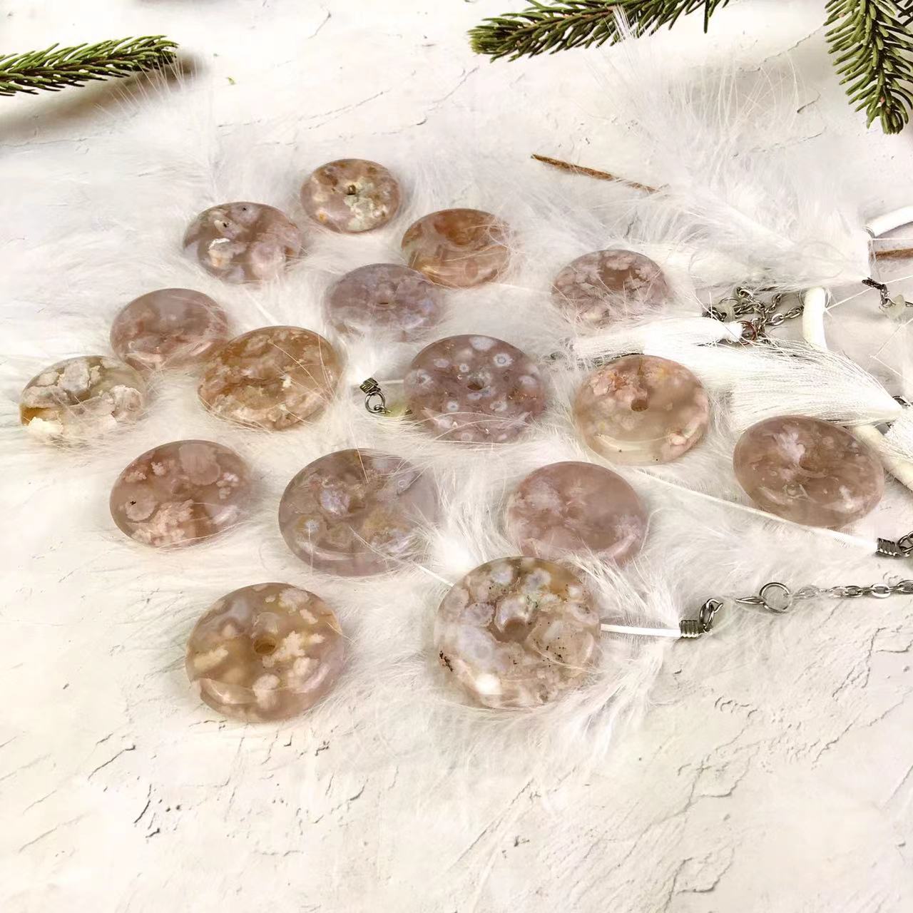 Wholesale Natural Sakura Agate Ping An buckle For Decoration