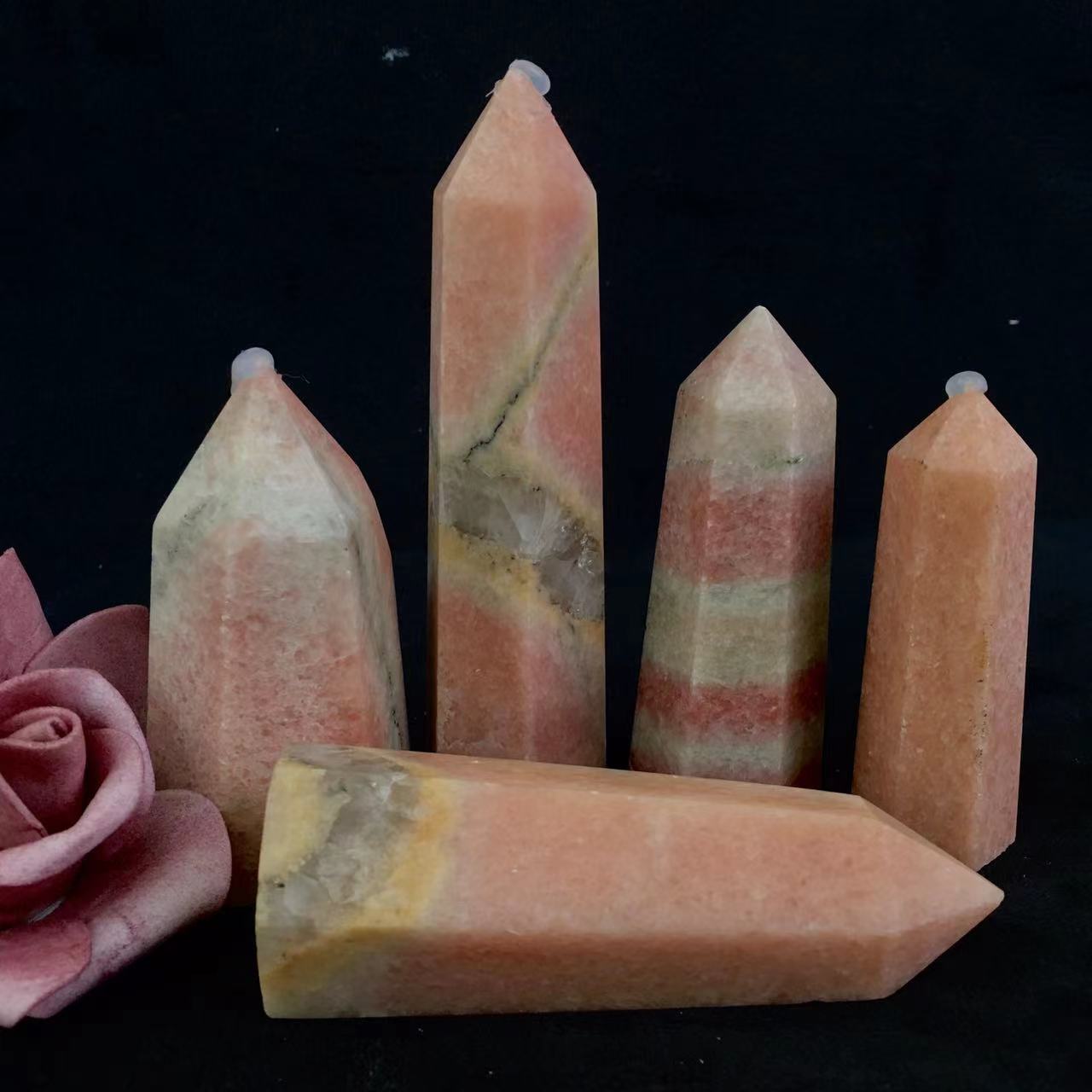 Wholesale high quality reiki natural crystal Peach morganite tower for decoraiotion 1kg