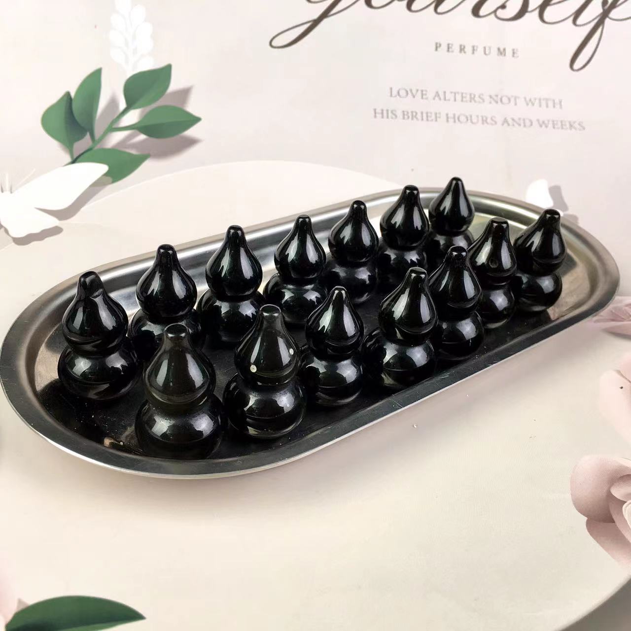 High quality wholesale  Natural Crystal black obsidian gourd For Decoration 1 pc