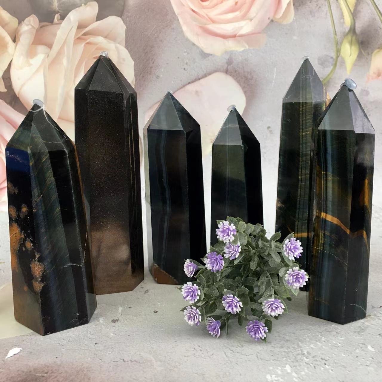 Wholesale Natural crystal tower blue  tiger eye stone  for  decoraiotion 1kg