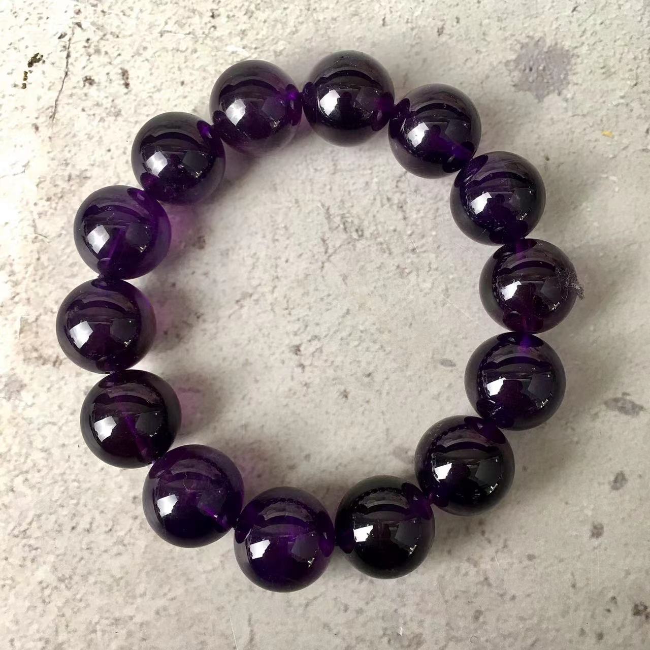 15.5MM Natural Amethyst Crystal Energy Stone Elastic Stretchable Amethyst Beads Bracelet
