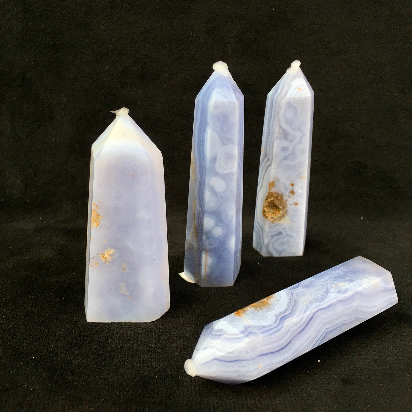 Wholesale natural crystal blue lace agate point tower for decoraiotion 1kg