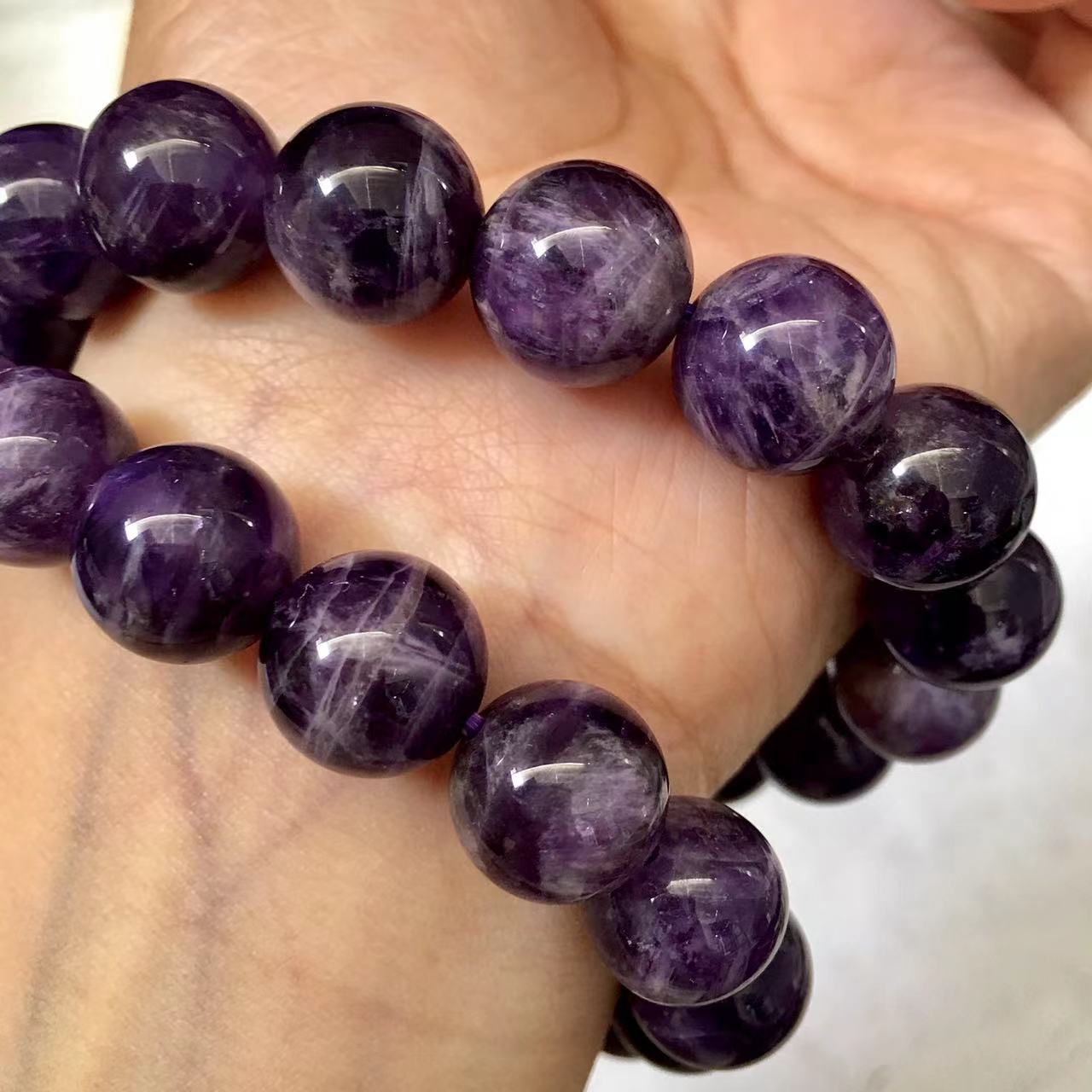 12MM Wholesale Natural Quartz Jewelry Stretch Beads Dream Amethyst Crystal Bracelet