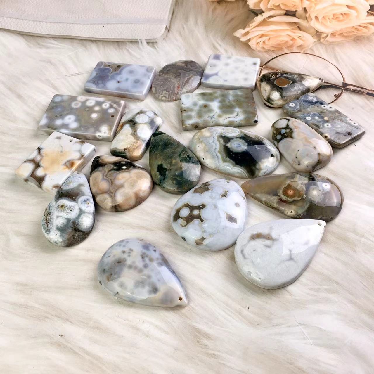 High quality wholesale  Natural Crystal Ocean Jasper Pendant For Decoration 1pc